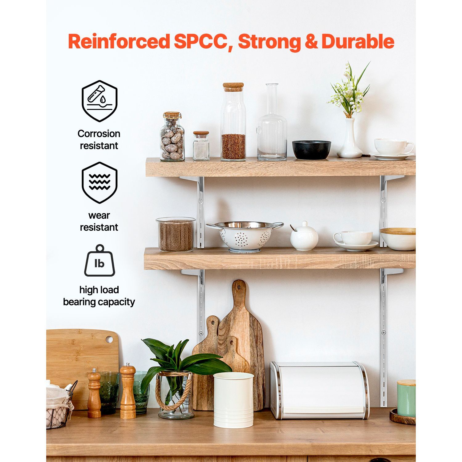 10 Pack 39 Inch Heavy Duty Upright Wall Shelving System with 40 Screws & Single Slot Shelf Rails