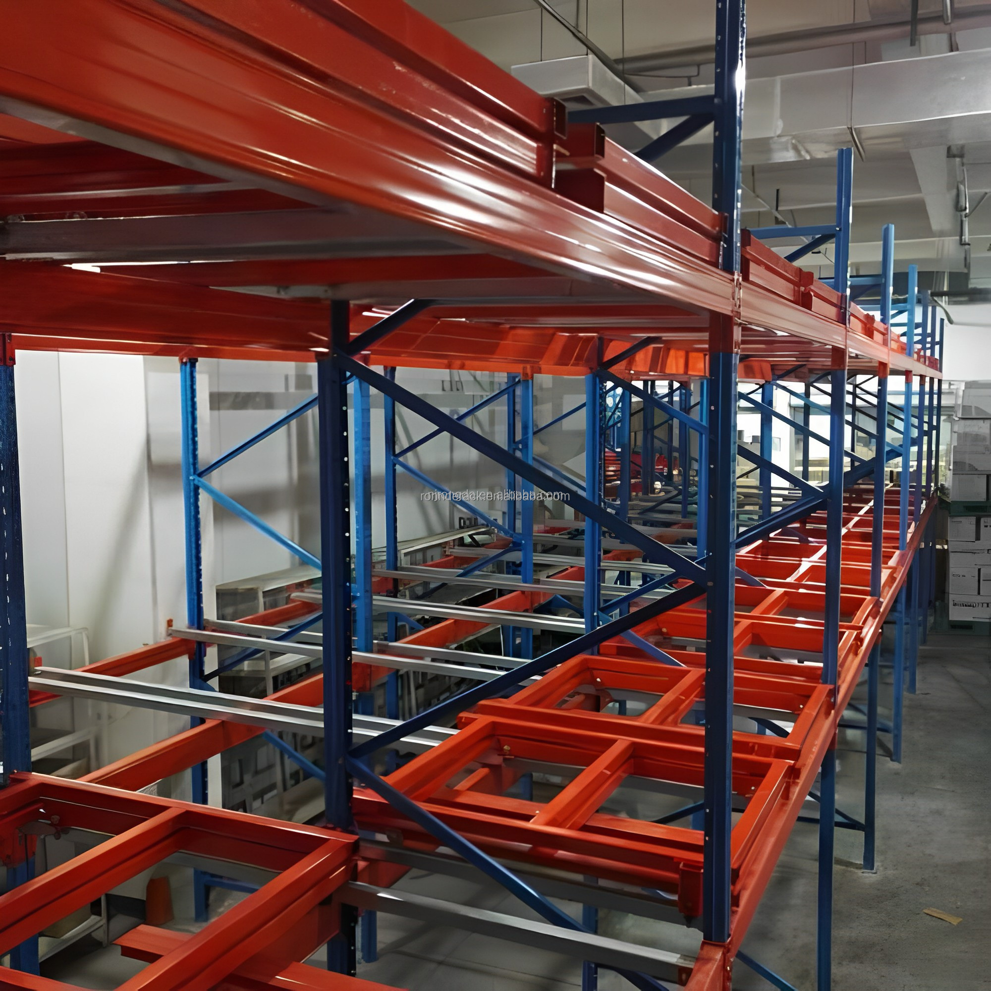 High Density Storage System Vertical Racking Heavy Duty Push Back Pallet Rack