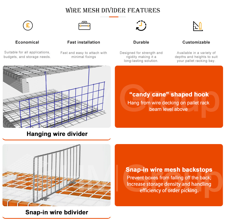 Warehouse Metal Steel Wire Shelves Divider for Racking System