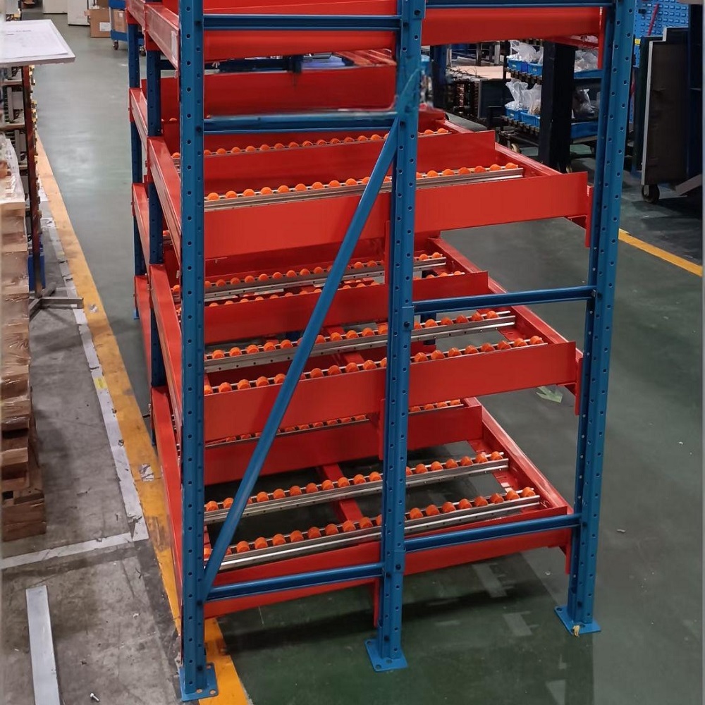 Space Saving Pallet Flow Rack Dynamic Gravity Fed Storage Racking System