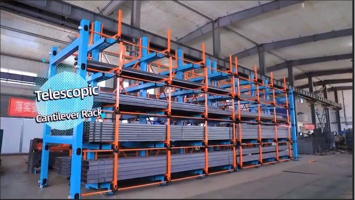 Industrial Heavy Duty Cantilever Rack with Telescopic Extendable Arms Adjustable Steel Pipe Storage Rack for Warehouse Workshop