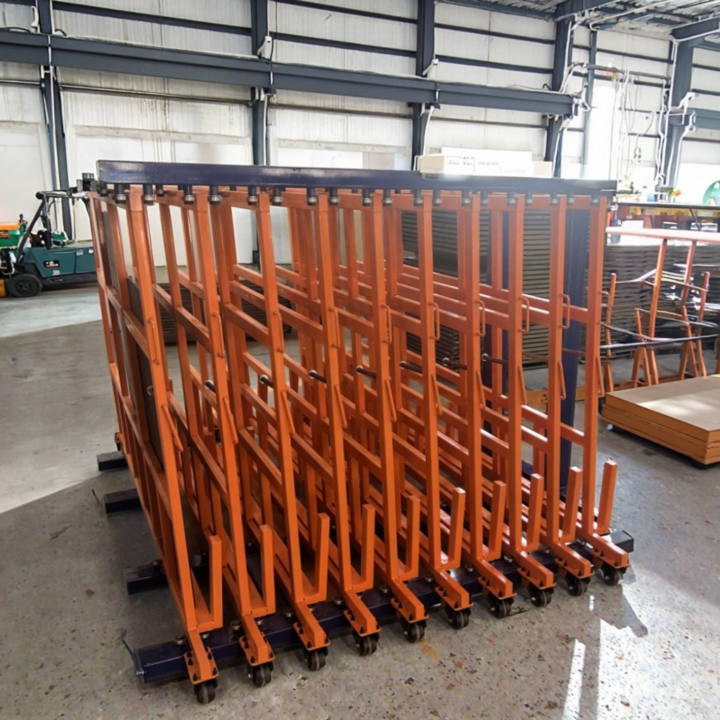 Multi-Tier Heavy Duty Adjustable Foldable Vertical Roll-Out Rack System Wheels Powder Coated Metal Construction For Warehouse