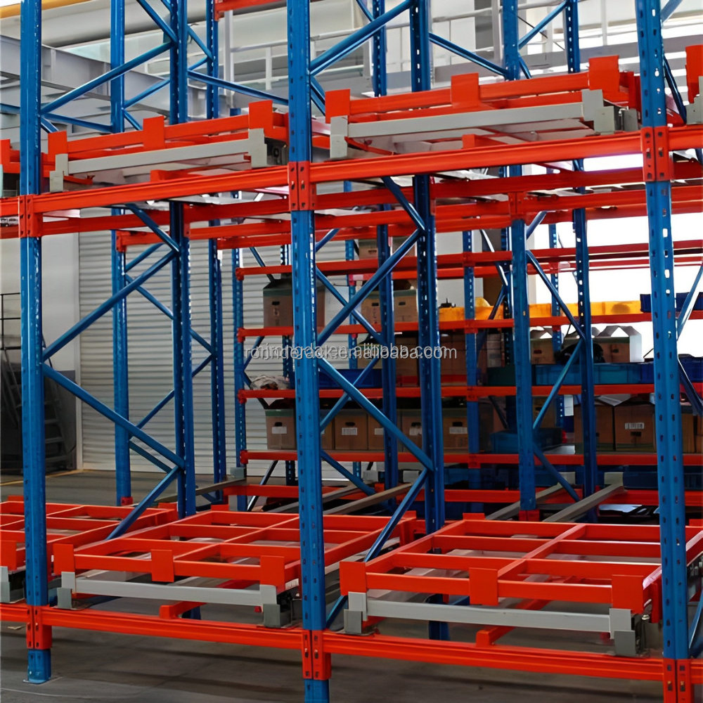 High Density Storage System Vertical Racking Heavy Duty Push Back Pallet Rack
