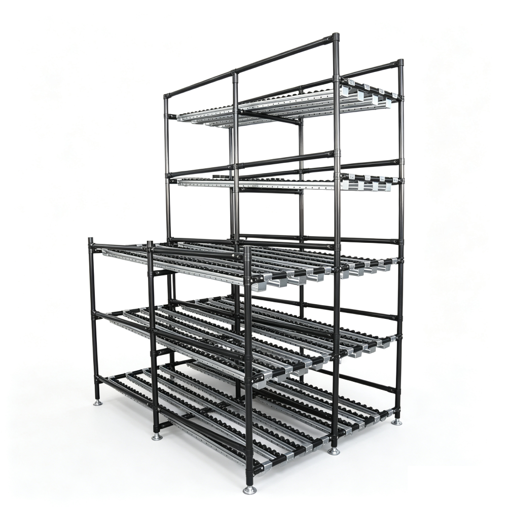 Lean Pipe Flow Rack Roller Sliding Shelf Warehouse Production Line Material Storage Flow Through Racking System