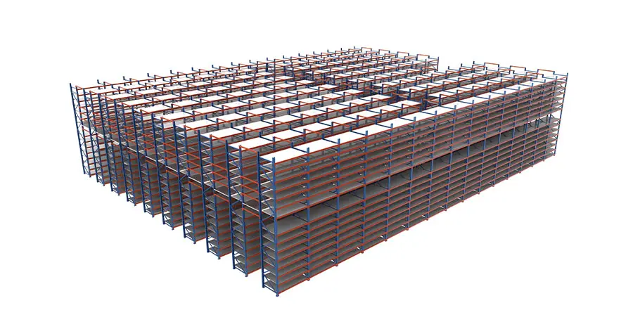 3D Rendering and Visual Simulation for warehouse mezzanine and racking