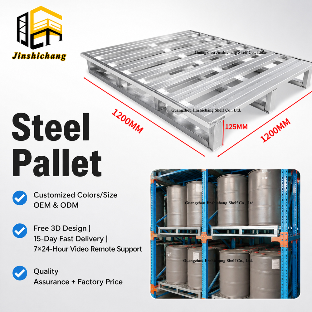 Heavy Duty Steel Pallet 1200x1200x125mm Warehouse Storage Metal Pallet For Pallet Rack System