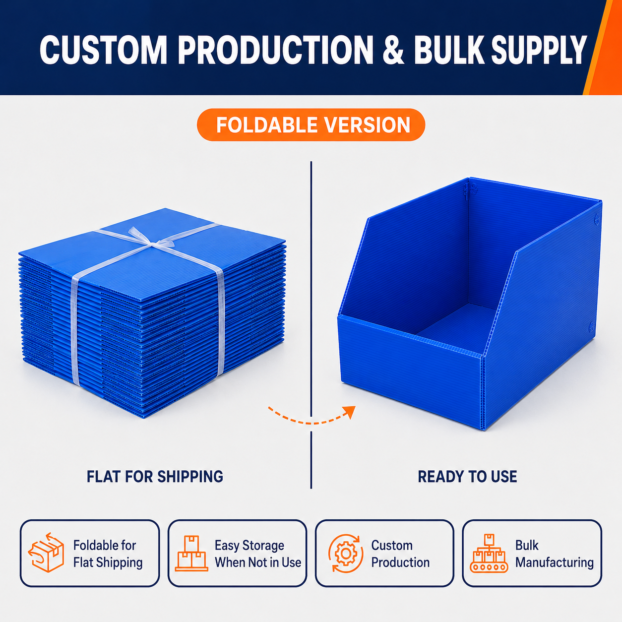 Corrugated Plastic Stackable Storage Boxes For Warehouse Clothing Picking And Organization Bins