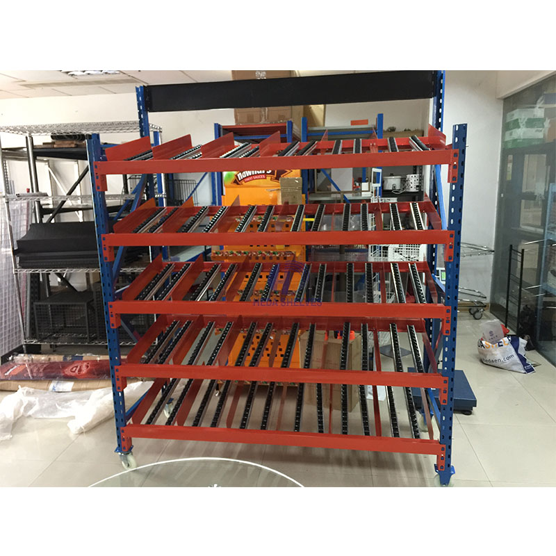 Customized Warehouse Storage Rack Pallet Flow Rack Shelving Lineside Roller Flow Rack Gravity Carton Flow Racking