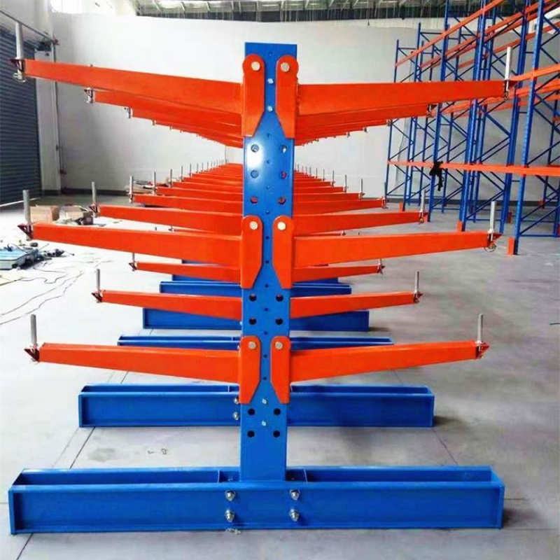 Heavy Duty Cantilever Racking Q235 Steel Upright Construction Timber Lumber Factory Storage