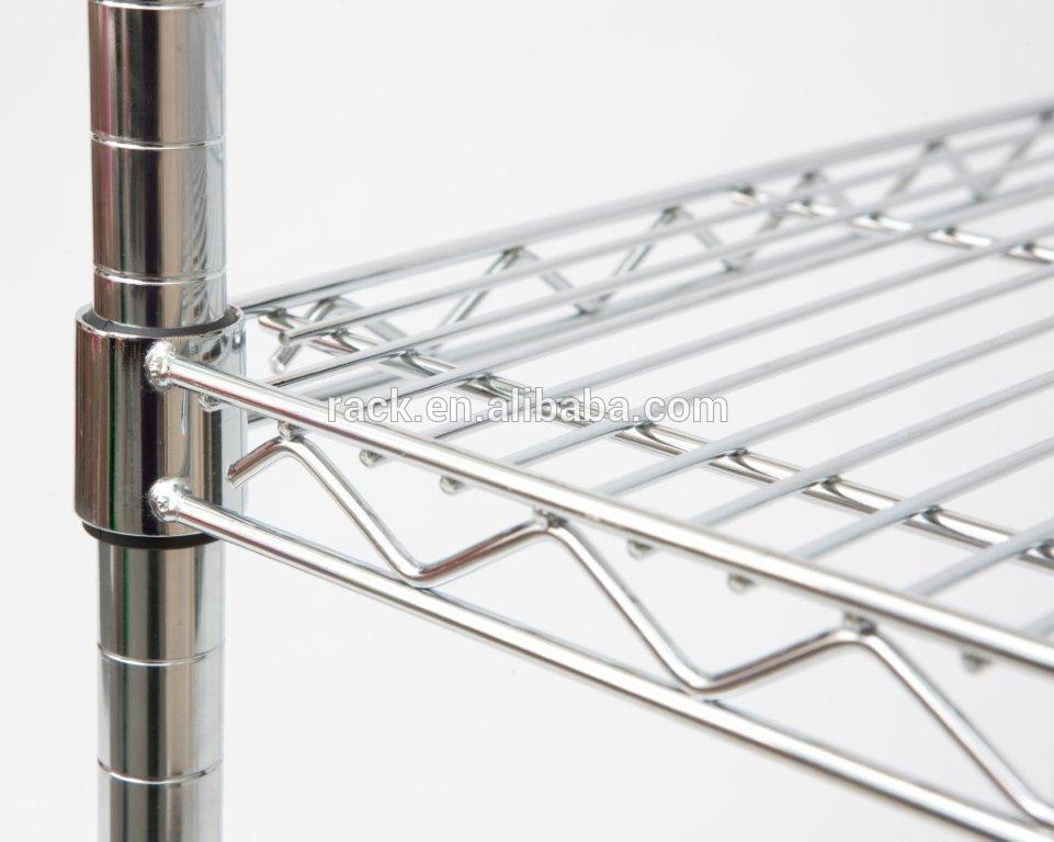 Modular Adjustable Warehouse Storage Unit 4 Tiers Chrome Steel Industrial Heavy Duty Wire Shelf Racking System
