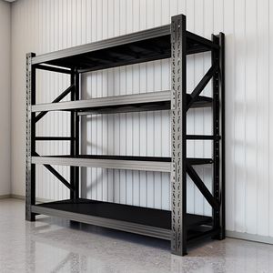 Heavy Duty Powder Coated Metal Warehouse Storage Rack Shelf, 300kg,500kg Capacity, Steel &amp; Iron Construction for Garages