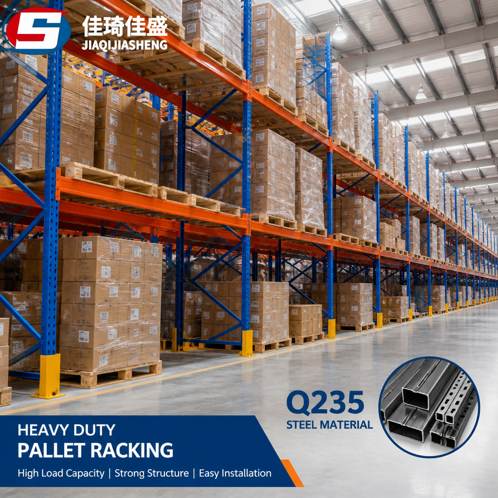 Heavy Multi-Level Steel Storage Rack Blue Vertical Orange Beam Can Be Matched with Cross Beam Pallet Display Products