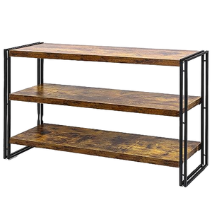 Modern Industrial Wall Shelf Wood and Metal