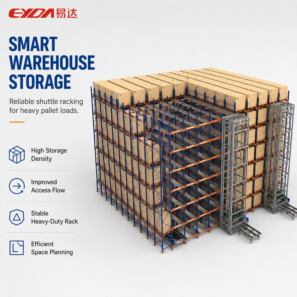 Heavy Duty Pallet Radio Shuttle Rack Automated Radio Shuttle Racking System For Food Beverage Warehouse