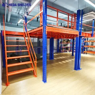 Structural steel mezzanine platform for picking and office space