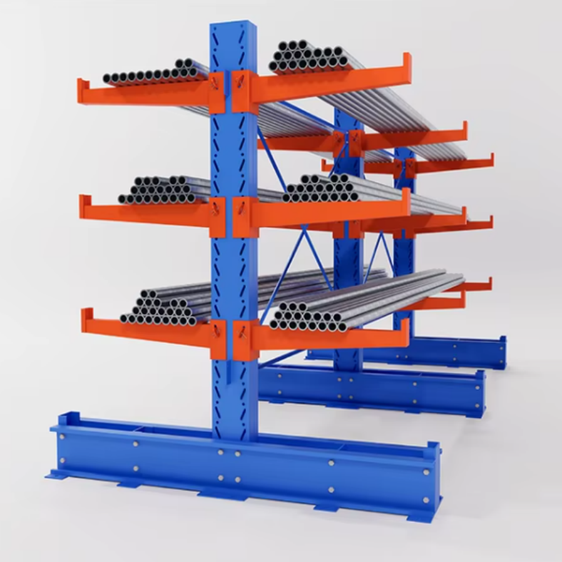 Multi Layer Vertical Space Saving Cantilever Rack Round Tube Square Tube Inventory Distribution Center Cantilever Racking