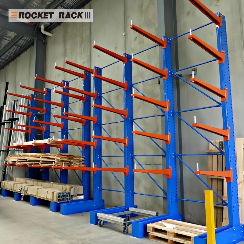 Rocket Rack Industrial Warehouse Shelves Rack CE Certified Heavy-Duty Cantilever Racking System for Metal Profile Storage