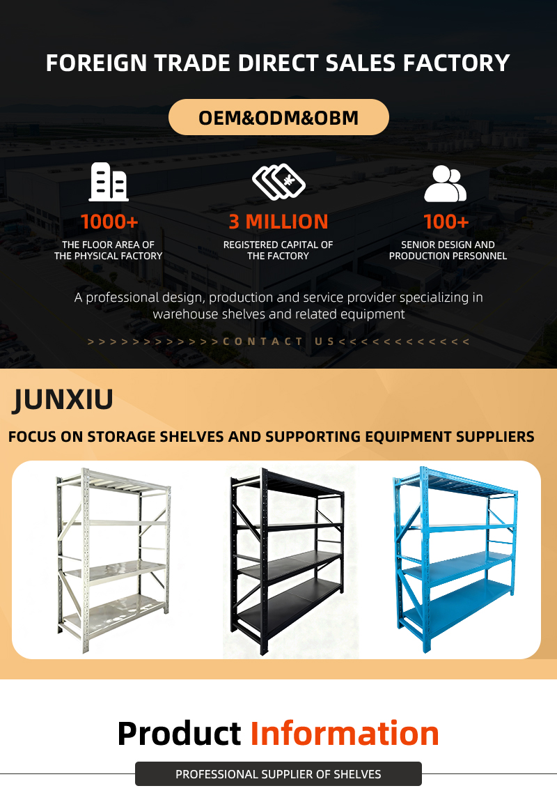 Warehouse steel storage shelf overview