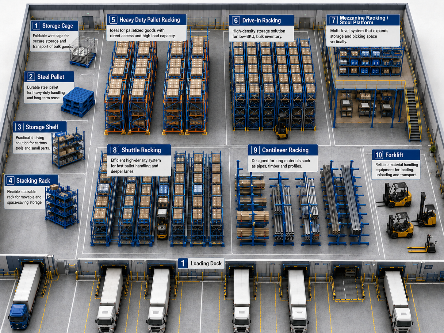 Schwerlastregal Steel Storage Rack Adjustable Multi-level Warehouse Heavy Duty Pallet Shelving System With High Loading