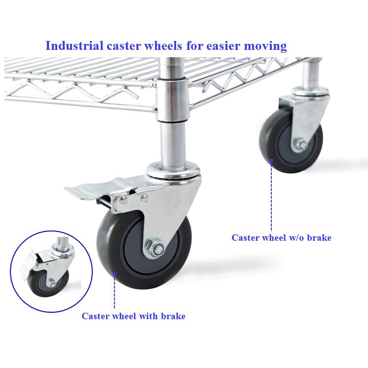 36 X 18 X 72 Inch 5 Tiers Industrial Chrome Wire Shelf Commercial Wire Shelving on Casters