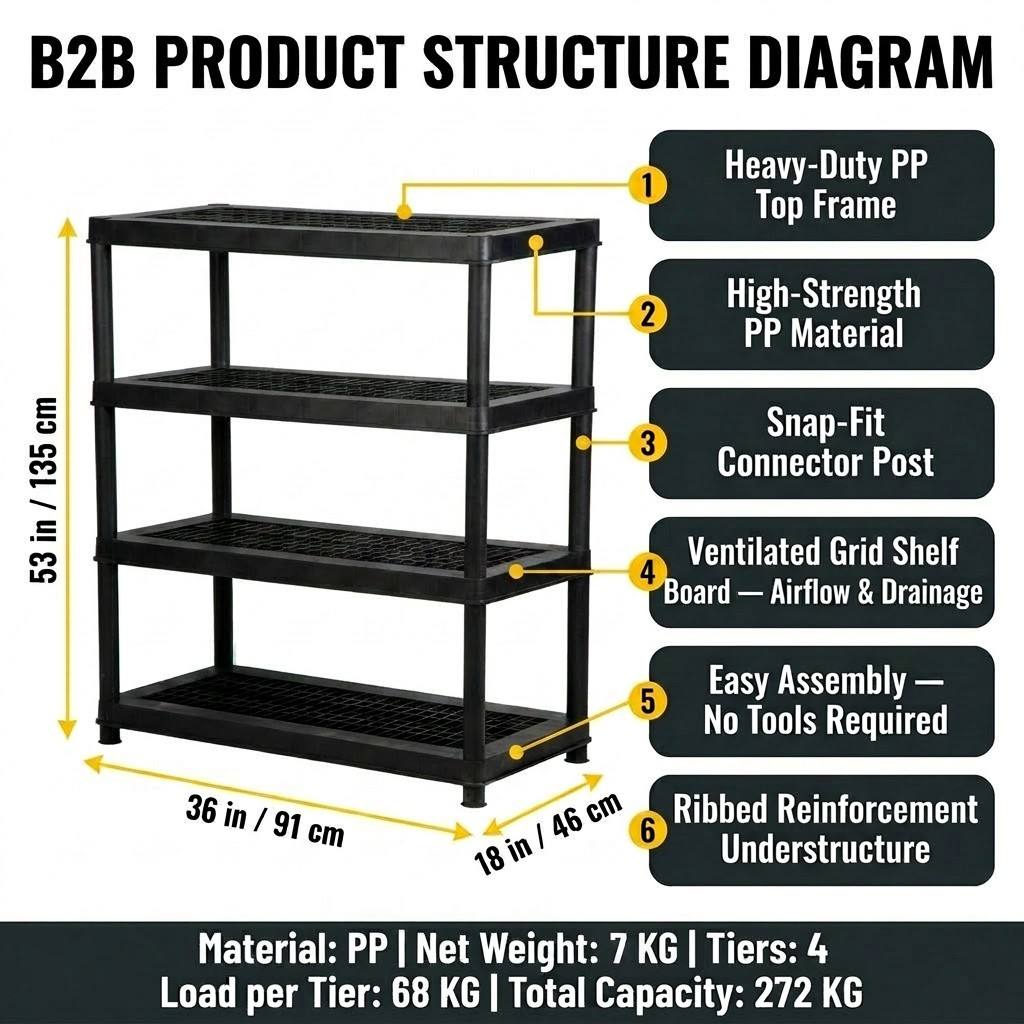 Heavy Duty Storage Shelf Shelving 91*46*135CM Stacking Racks Racking System for Commercial,Office &Industrial Storage