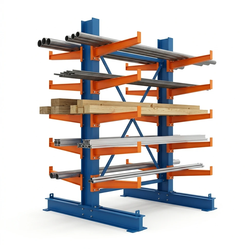 Warehouse Metal Pipe Racking Modular Upright Column Setup for Long Material Storage Anti-corrosion Powder Coated