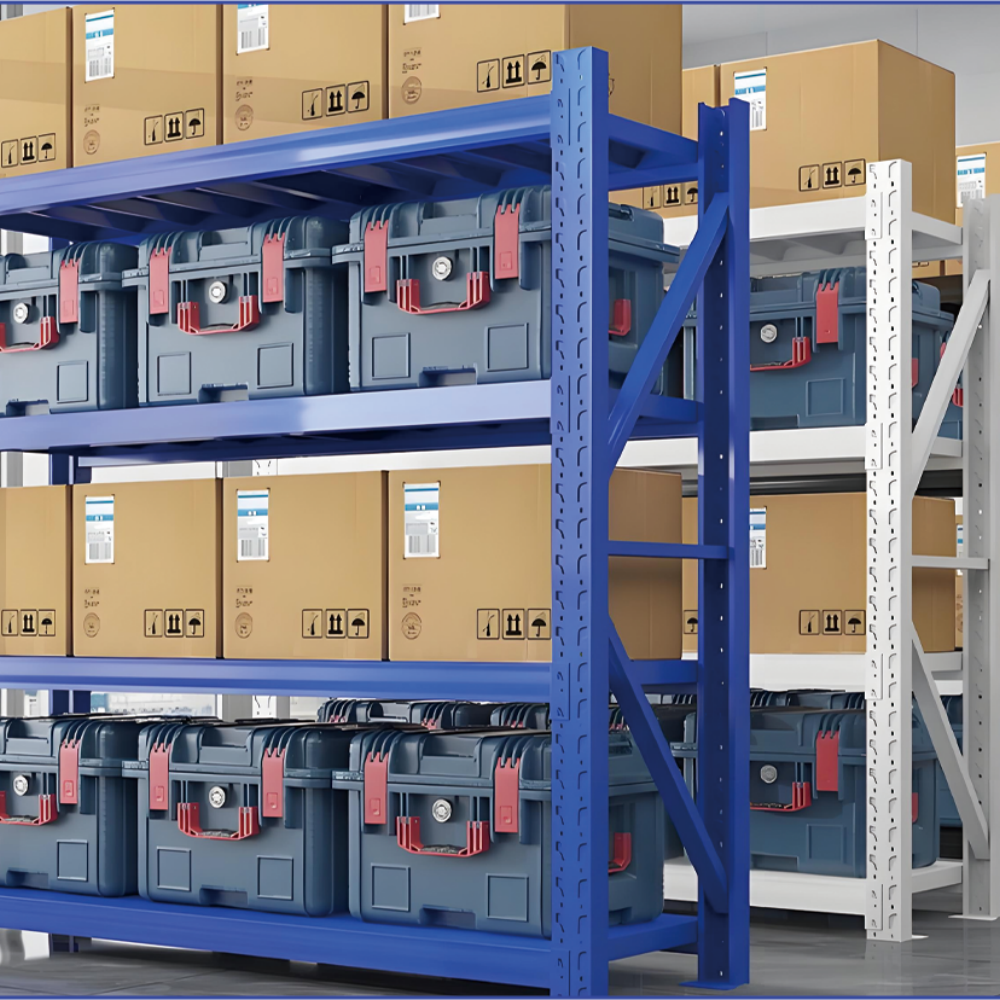 Heavy Duty 4-Layer Drive-Through Pallet Rack Iron Steel Powder Coated Adjustable Shelves Customizable Length for Warehouse