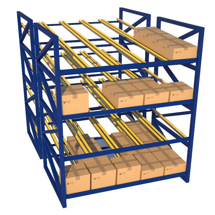 High Capacity FIFO Dynamic Storage Solution Adjustable Roller Rails Corrosion Resistant Warehouse Shelves Carton Flow Rack