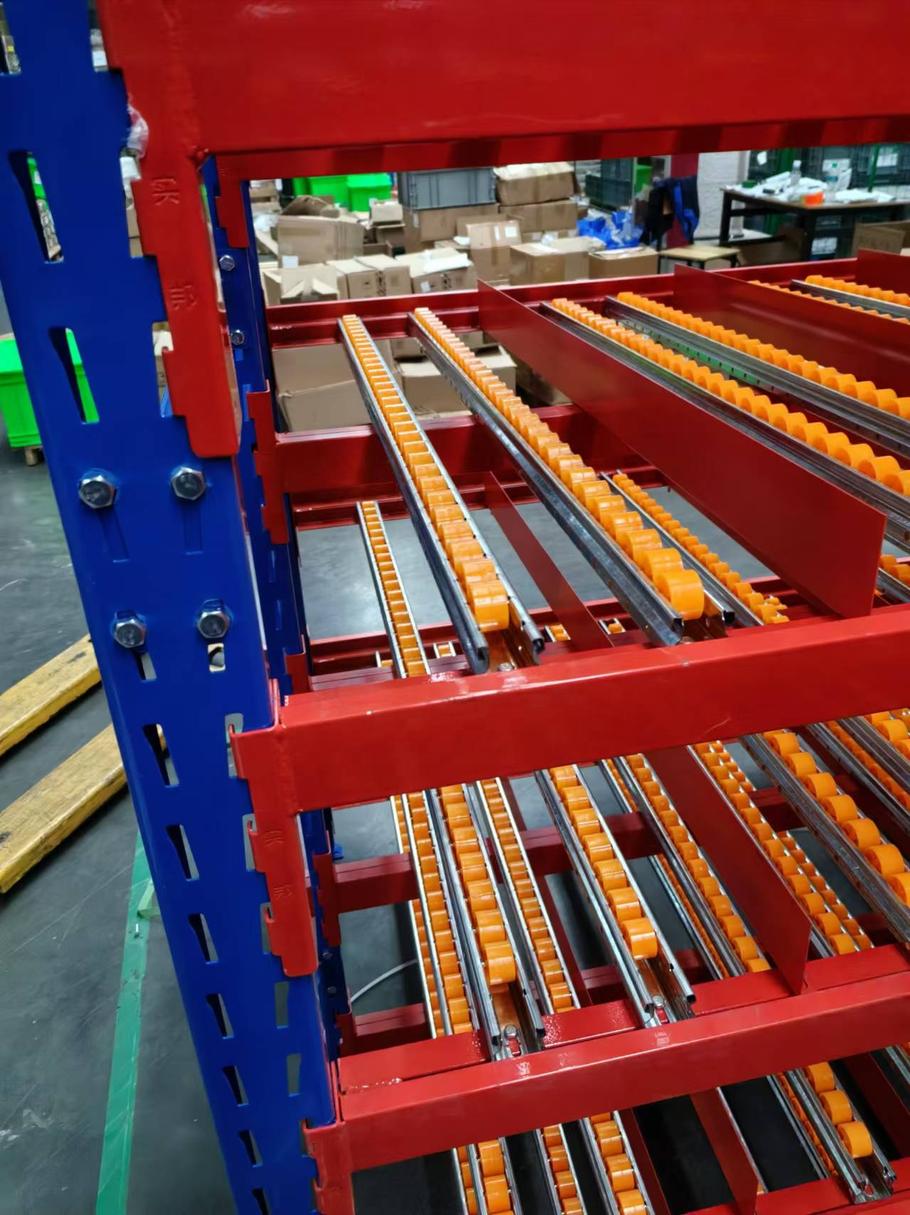 Industrial Carton Flow Rack Durable Cold Rolled Steel Roller Rails Corrosion Protected for Efficient FIFO