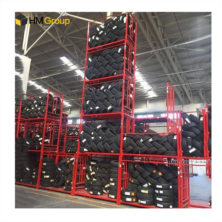 Customized Heavy Duty Transport Warehouse Metal Steel Stacking Folding Tire Storage Rack