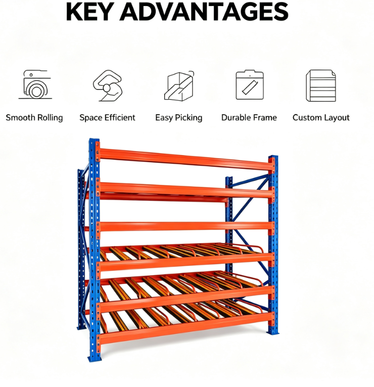 Gravity Carton Flow Rack FIFO Warehouse Roller Flow Racking for Order Picking Assembly Line Storage