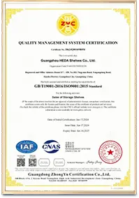 HEDA Shelves product test certificate