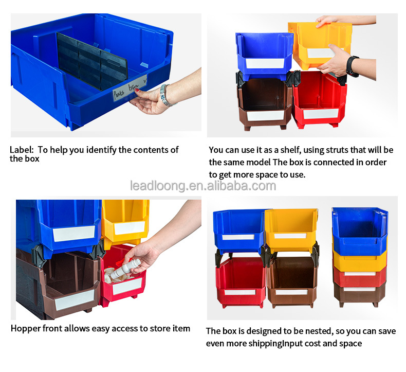 Wall Mounted Stackable Plastic Storage Bin Garage Rack Shelf for Screw Nut Hardware Electronics Parts Hanging Shoes Food Tools