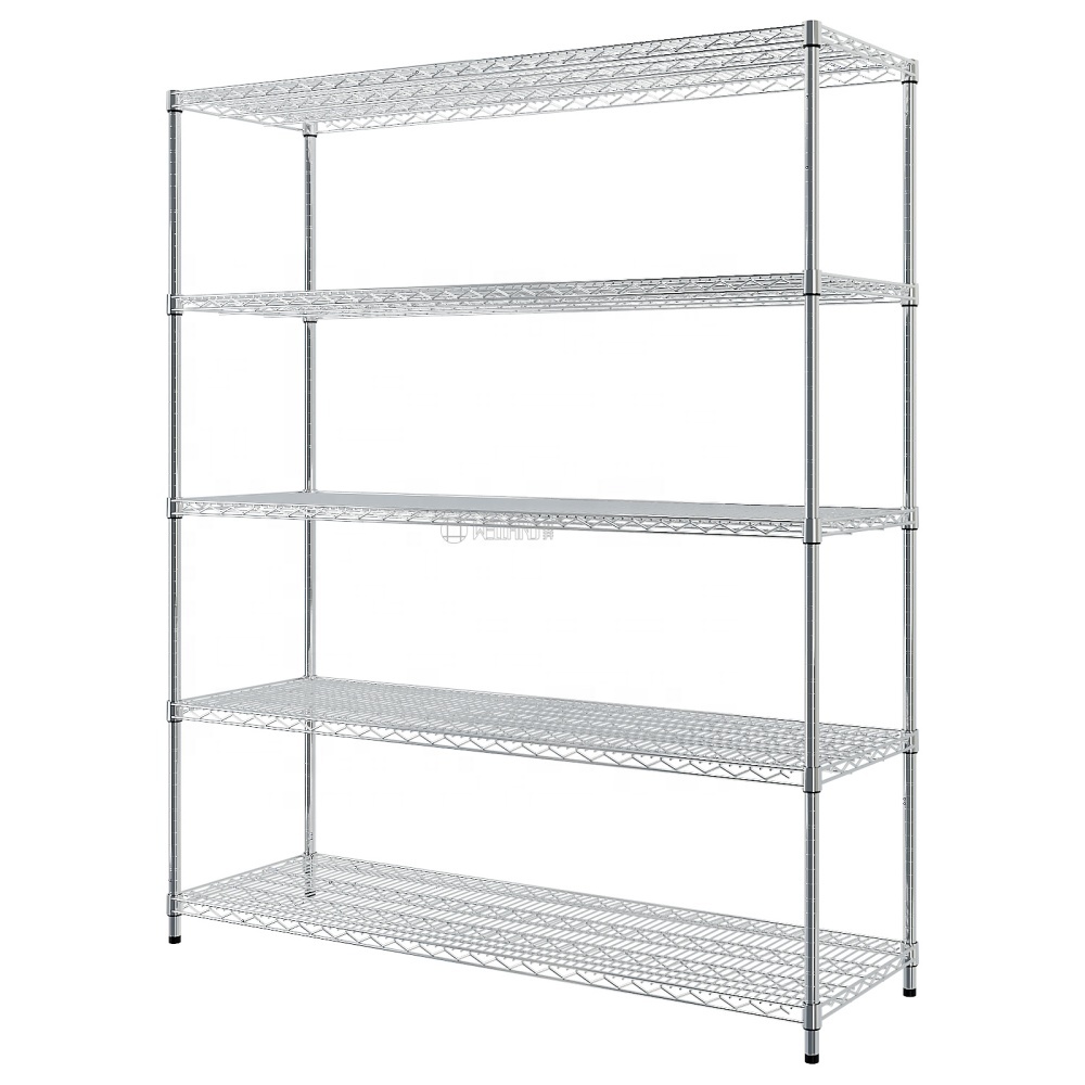 Commercial Storage Shelves 800lbs Heavy Duty 5 Tiers Chrome Steel Metal Wire Shelving Unit Shelf Rack