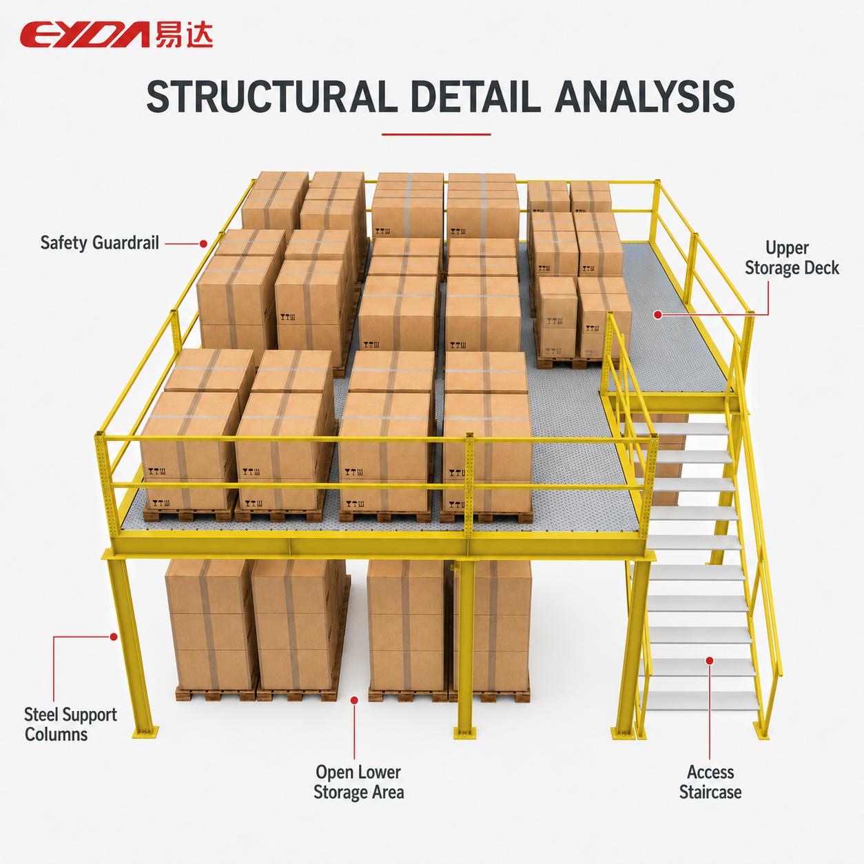Modular Detachable Warehouse Mezzanine Loft Platform Heavy Load Pallet Storage Steel Corrosion Protected Plug-In Installation