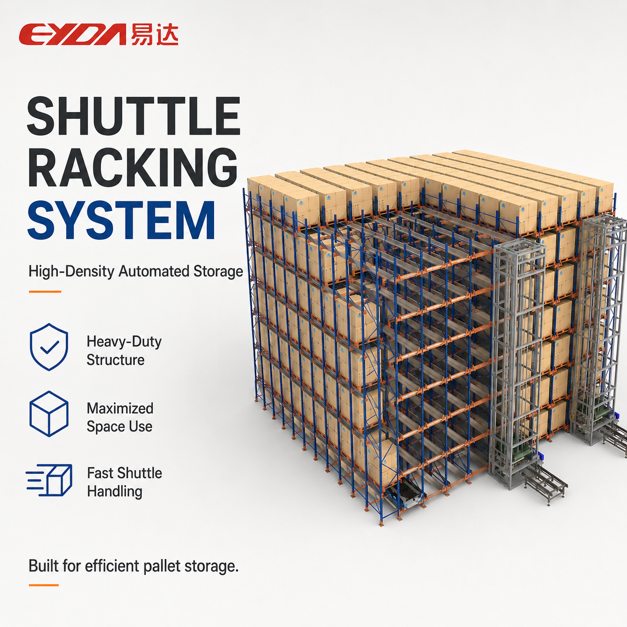 Heavy Duty Pallet Radio Shuttle Rack Automated Radio Shuttle Racking System For Food Beverage Warehouse