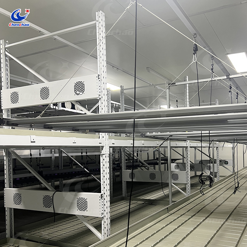 Multi-Layer Vertical Farm Grow Rack, Mobile Ebb and Flow Rolling Bench System for Indoor Hydroponic Greenhouse