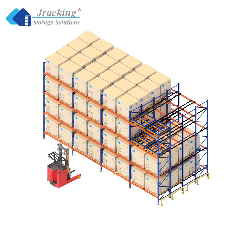 Jracking Warehouse Storage Heavy Duty Pallet Rack System Industrial Storage Rack Push Back Steel Rack