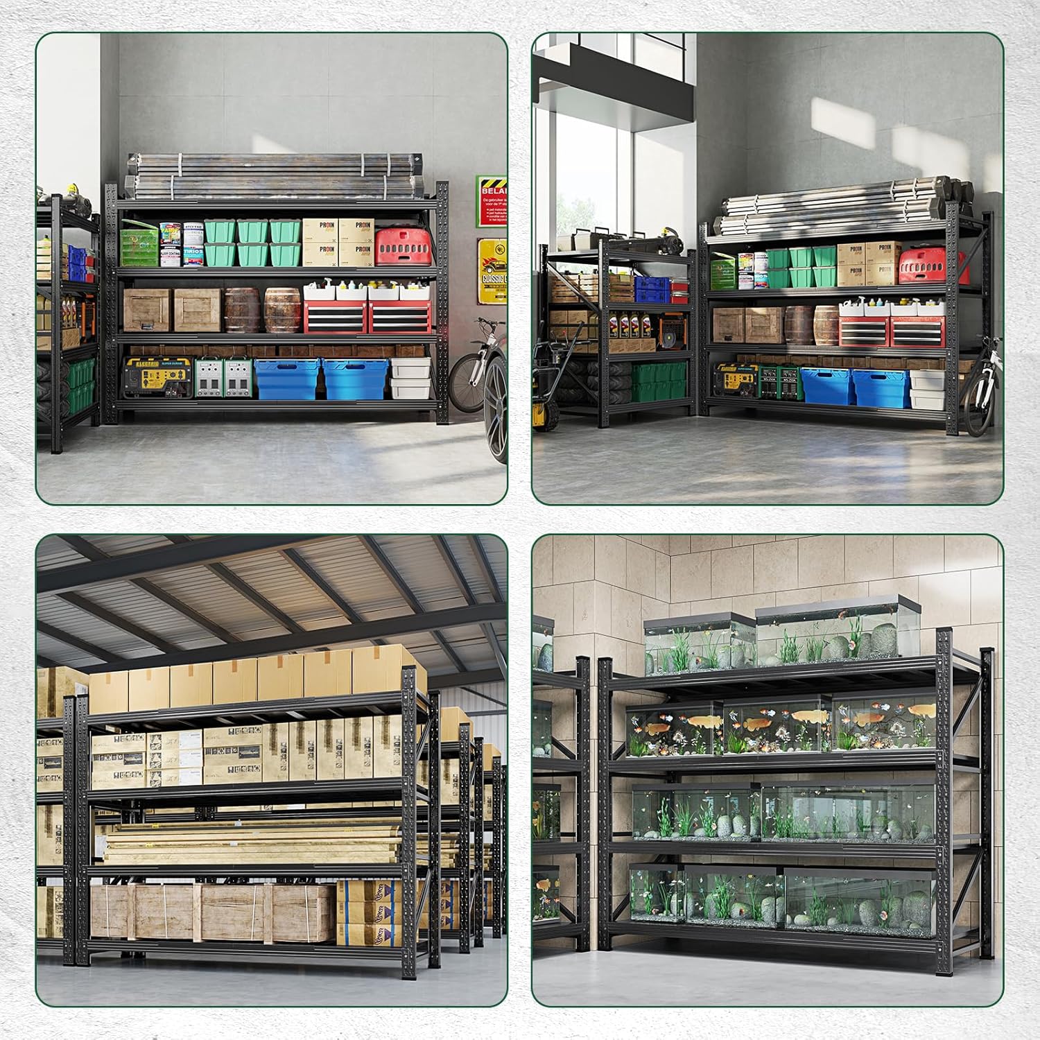 71.3" W Metal Storage Shelves,5000LBS Heavy Duty Garage Shelving Units, 4 Tier Adjustable Utility Rack Shelf,Large Industrial