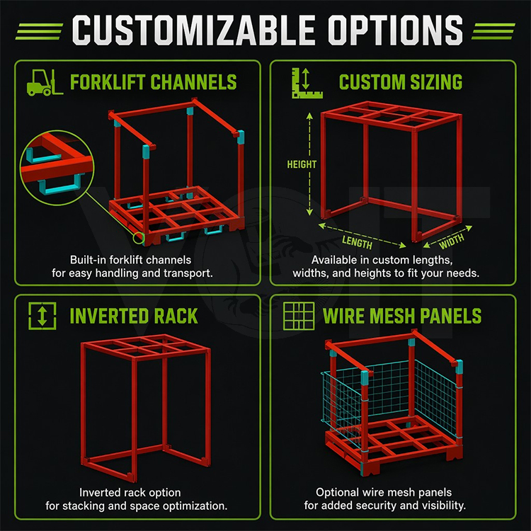Industrial Storage 1000kg Loading Metal Nestainer Stacking Rack Stacker Pallet