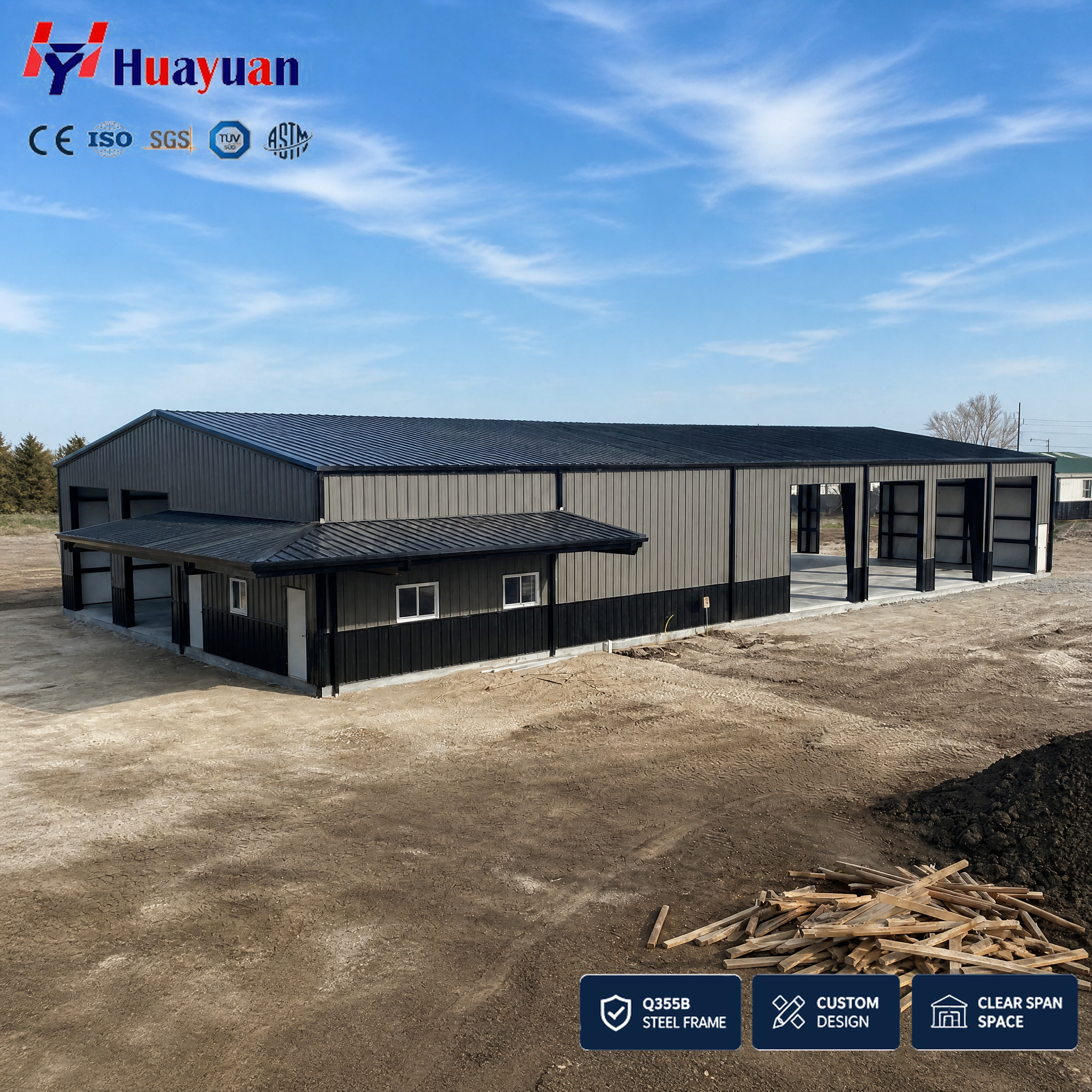 Steel Structure Warehouse Building Prefabricated Space Frame Industrial Workshop Storage Center Large Span CE ISO AISC