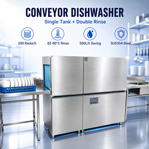 Commercial Heavy Duty 200 Racks Per Hour 420mm Washing Height Conveyor Dishwasher For Hotel Employee Canteen Catering Company