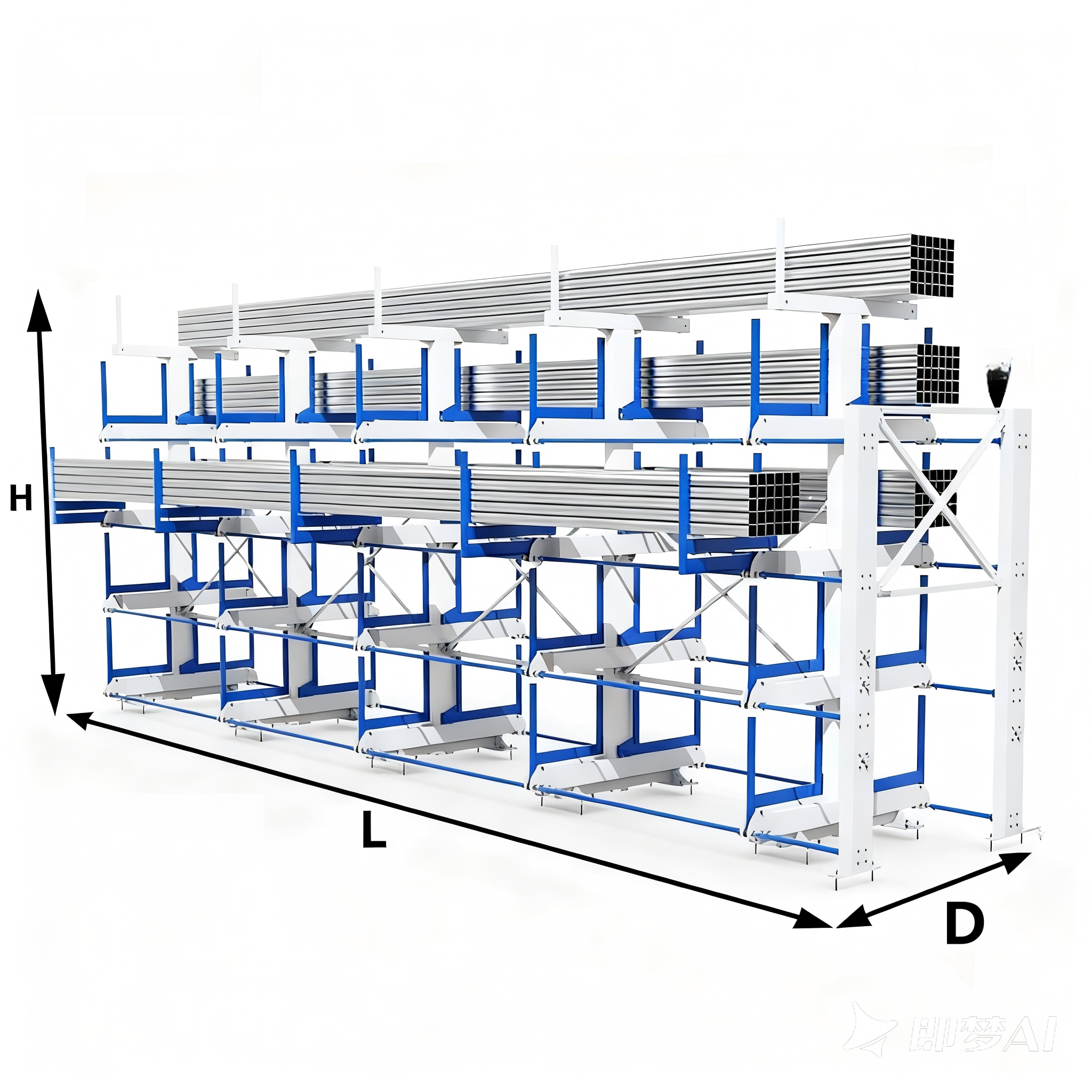 Industrial Heavy Duty Cantilever Rack with Telescopic Extendable Arms Adjustable Steel Pipe Storage Rack for Warehouse Workshop