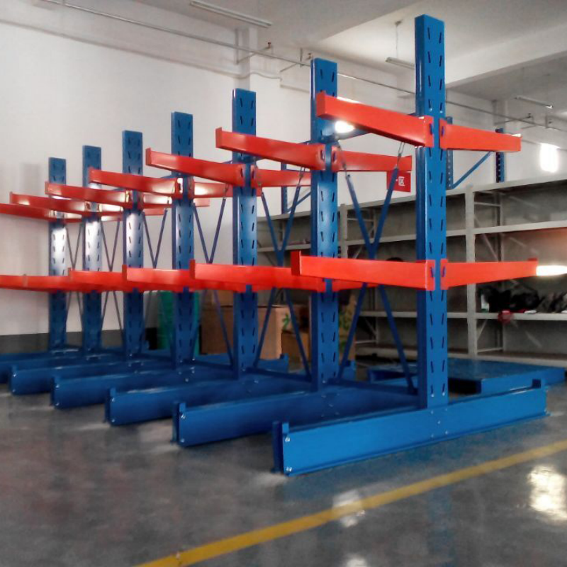 Heavy Duty Cantilever Racking Q235 Steel Upright Construction Timber Lumber Factory Storage
