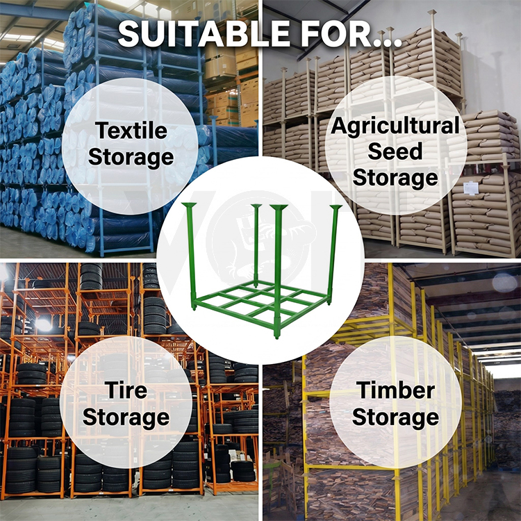 Stackable 4 High Fully Loaded Customized Warehouse Storage Steel Stacking Rack