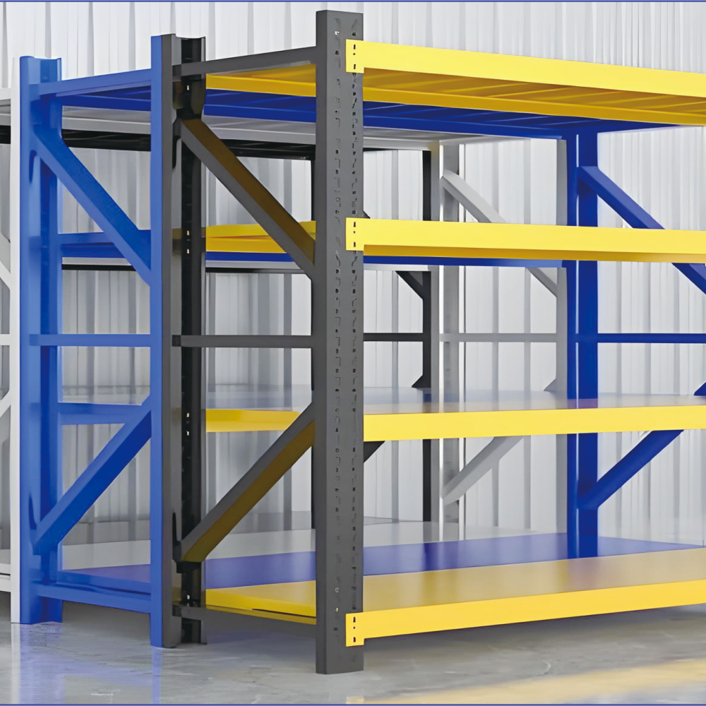 Heavy Duty 4-Layer Drive-Through Pallet Rack Iron Steel Powder Coated Adjustable Shelves Customizable Length for Warehouse