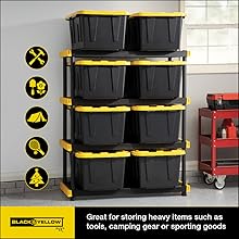 Durable HD 4-Tiered Ventilated Foldable Plastic Display Storage Rack Medium Duty Portable Shelving Unit for Garage