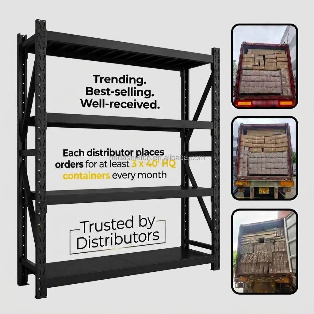 Heda Manufacture Storage Shelves Metal Boltless Warehouse Shelves System Medium Duty Racks For Sale